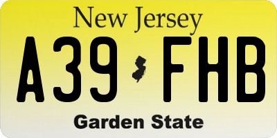 NJ license plate A39FHB