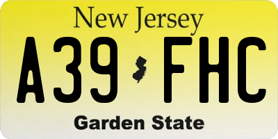 NJ license plate A39FHC