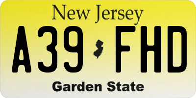 NJ license plate A39FHD