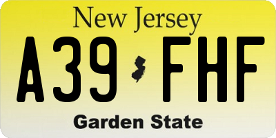 NJ license plate A39FHF