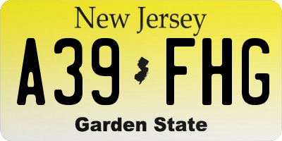 NJ license plate A39FHG