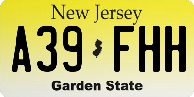 NJ license plate A39FHH