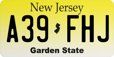 NJ license plate A39FHJ