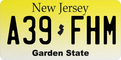 NJ license plate A39FHM
