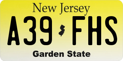 NJ license plate A39FHS
