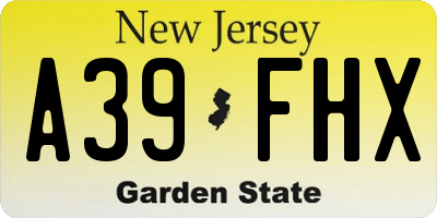 NJ license plate A39FHX