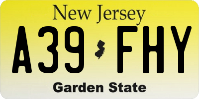 NJ license plate A39FHY