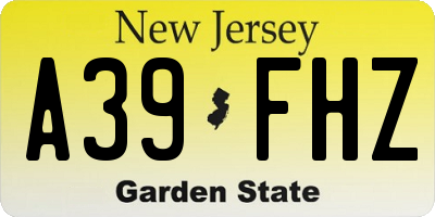 NJ license plate A39FHZ