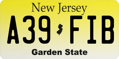 NJ license plate A39FIB