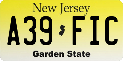 NJ license plate A39FIC