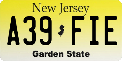NJ license plate A39FIE