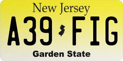 NJ license plate A39FIG