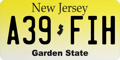 NJ license plate A39FIH