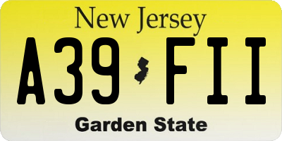 NJ license plate A39FII