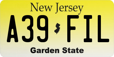 NJ license plate A39FIL