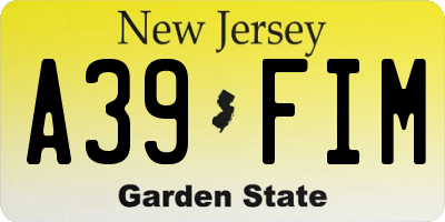 NJ license plate A39FIM