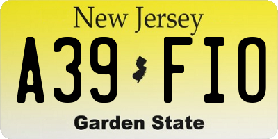 NJ license plate A39FIO