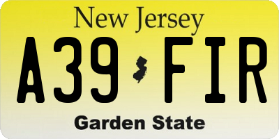 NJ license plate A39FIR