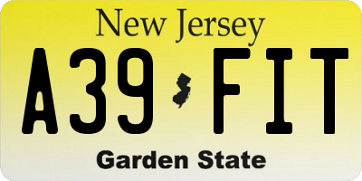 NJ license plate A39FIT