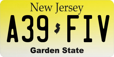 NJ license plate A39FIV