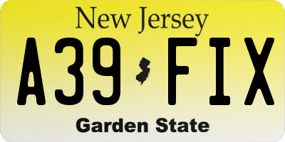 NJ license plate A39FIX