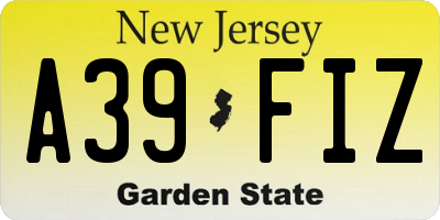 NJ license plate A39FIZ