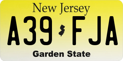 NJ license plate A39FJA