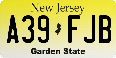 NJ license plate A39FJB