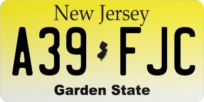 NJ license plate A39FJC