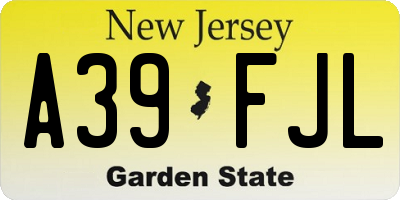 NJ license plate A39FJL
