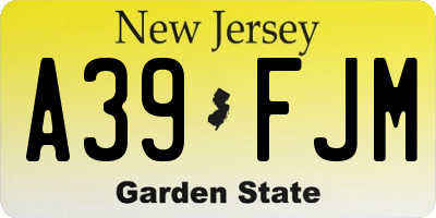 NJ license plate A39FJM
