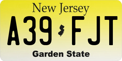 NJ license plate A39FJT