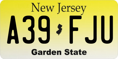 NJ license plate A39FJU