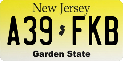 NJ license plate A39FKB