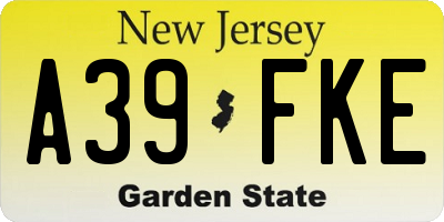 NJ license plate A39FKE