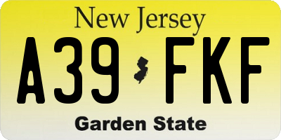 NJ license plate A39FKF