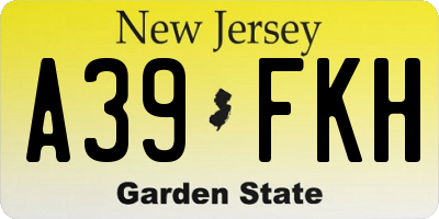 NJ license plate A39FKH