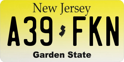 NJ license plate A39FKN