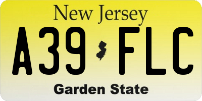NJ license plate A39FLC