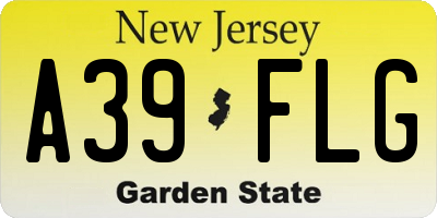 NJ license plate A39FLG