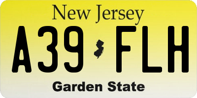 NJ license plate A39FLH