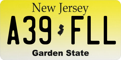 NJ license plate A39FLL