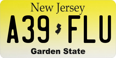 NJ license plate A39FLU