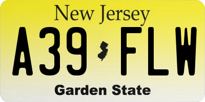 NJ license plate A39FLW