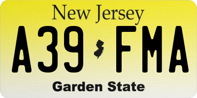 NJ license plate A39FMA