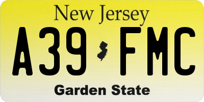 NJ license plate A39FMC