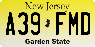 NJ license plate A39FMD