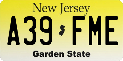 NJ license plate A39FME
