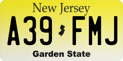 NJ license plate A39FMJ