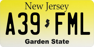 NJ license plate A39FML